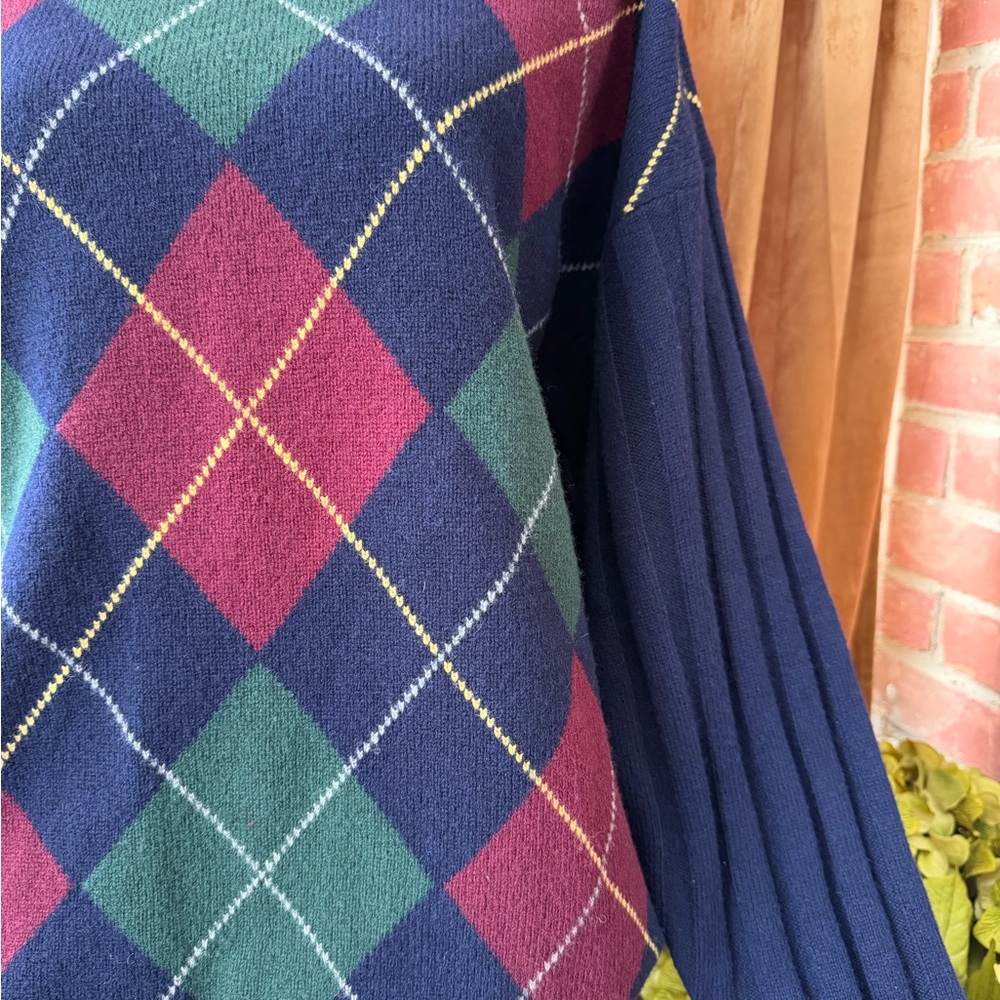 Vtg Pendleton Pullover Argyle Pattern Sweater 100… - image 2